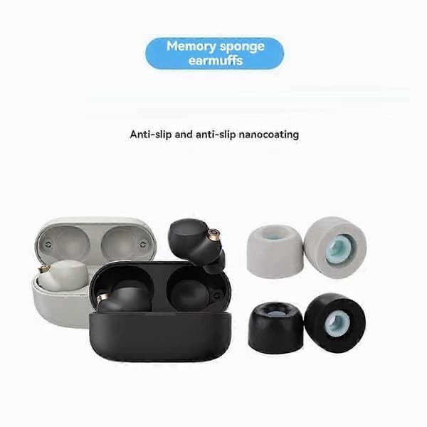 Memory Foam Ørekopper til Sony WF-1000XM4 Bluetooth Hovedtelefoner Grå- M