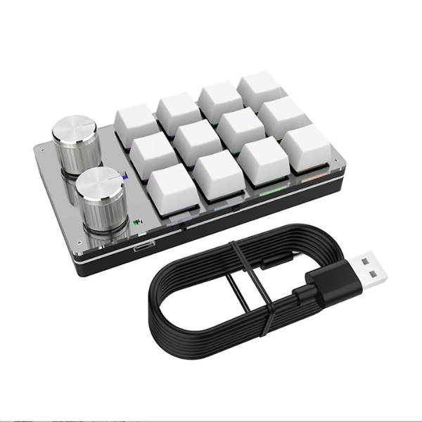 Kabel Usb Macro Mini Keyboard 12 taster 2 Knop Programmering Tastatur Hot-swap Tilpasning Gaming Meka Black