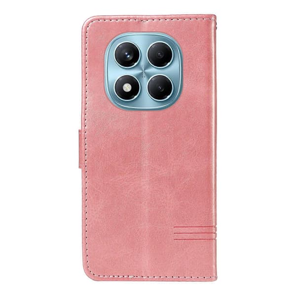 Plånboksfodral för Xiaomi Redmi Note 14 Pro 4G, T-formade linjer Läder Telefonskydd Ställ Rose Gold