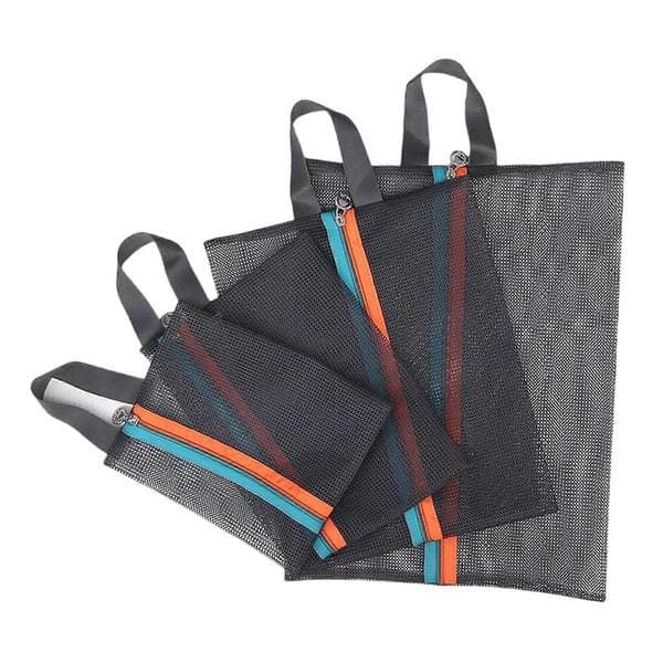 Pakkekuber Sæt med 4 Åndbare Mesh Rejsearrangørposer til Bagage med Holdbare Lynlåse Sort