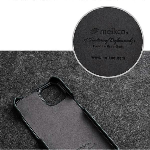 MELKCO Kompatibel med iPhone 14 Pro Litchi tekstur telefondeksel ekte kuskinn+PC vertikalt flippdeksel