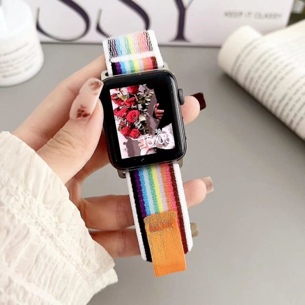 Lämplig för Apple Watch S7applewatchs8 Nylon Ultra Canvas 49mm45mm Wild Diameter Band 41m Rainbow 42 44 45 49mm