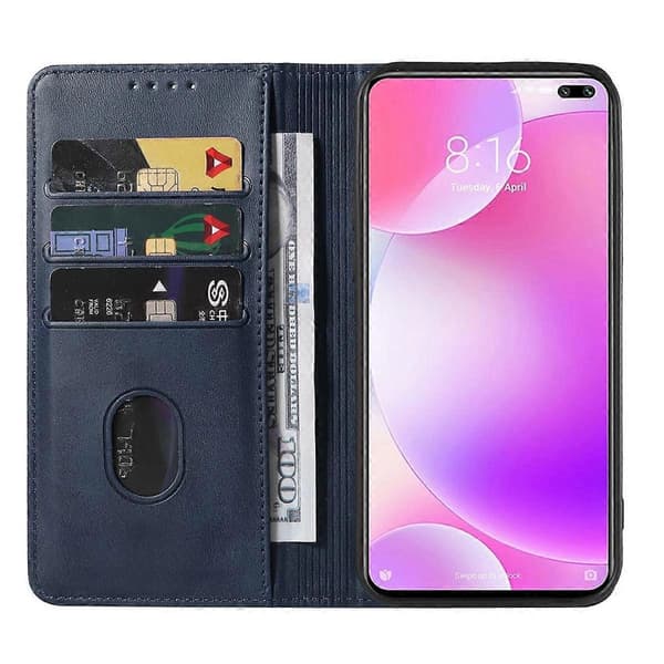 Magnetisk læder telefoncover til Xiaomi Poco X2 Blue