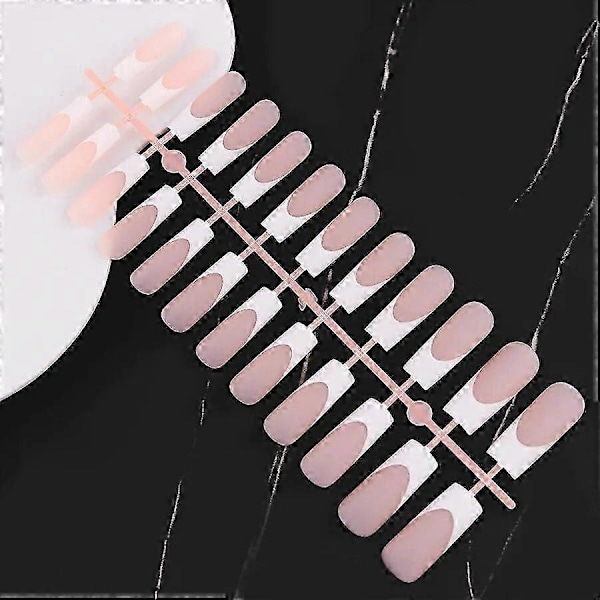 24 stk./pose Franske Løsnegler Frostet Press-on Fake Negltupper Full Dekning Kunstige Fingernegler Ballett Avtakbar CFX-MP01M