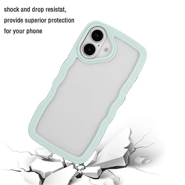 Kompatibel med iPhone 16-deksel Bølget kantdesign PC + TPU Støtsikkert telefondeksel LightBlue
