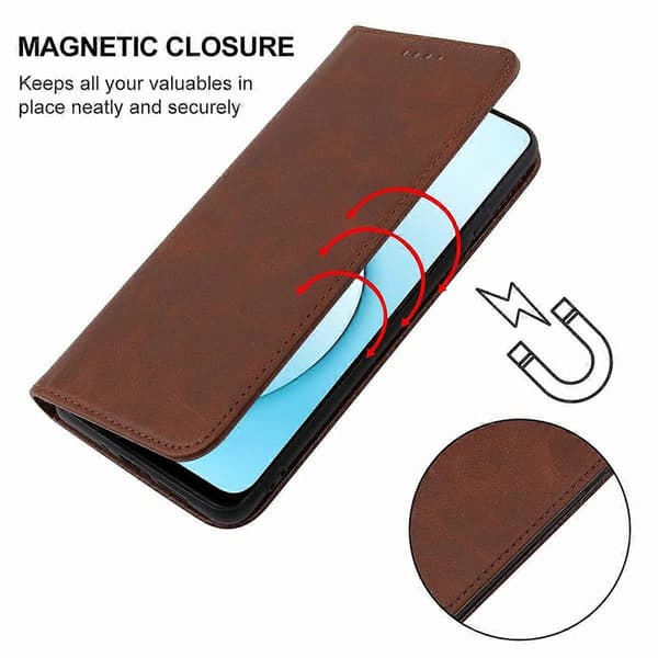 Magnetiskt läderfodral för Realme X50 5G Brown