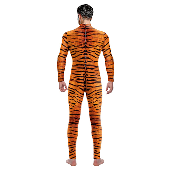 Djurdjur Cosplay Tigerdräkt Bodysuit Vuxna Spandex Zentai Halloween Leopardmönster Jumpsuit Storlek Bodywear Hög Kvalitet Man L