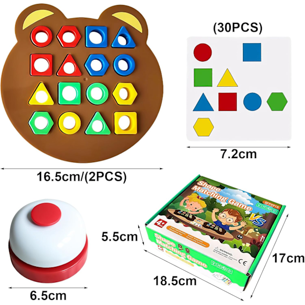 Muotojen yhdistämispeli, värikäs aistihavaintoja kehittävä opetuslelu, lasten palapelit, geometrinen muoto, nopea yhdistämislauta, väri- ja muotopelit, oppimispelit, lelu 1–8-vuotiaille lapsille (2 pelaajaa)
