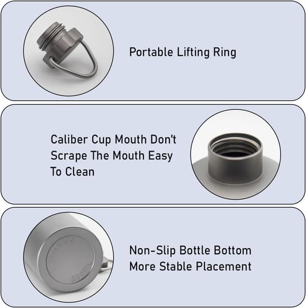 Titanium Vattenflaska 600ml/800ml Lättvikt för Utomhuscamping Vattenflaska