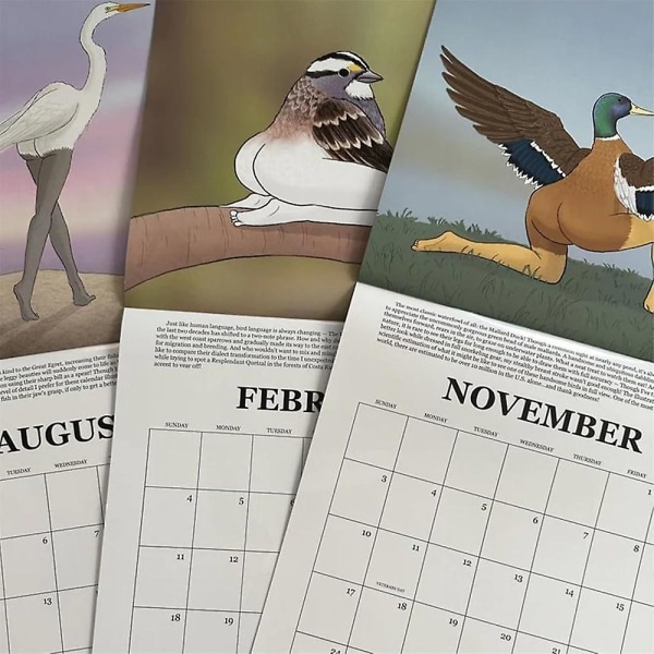 2024 äärimmäisen tarkkojen lintujen kalenteri, 2024 lintukalenteri seinäkalenteri, hauskoja kalenterilahjoja perheelle, ystäville 2pcs