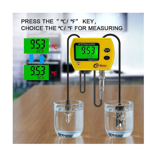 Ph Meter Med bakgrunnsbelysning Online Ph-991 Aquarium Ph Tester Temp Monitor Slitesterk Acidimeter Verktøy For Tank Swim Eu Plugg