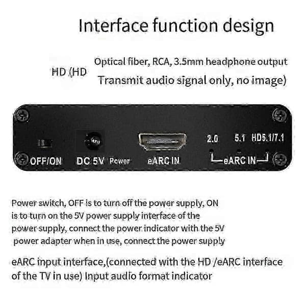 HDMI-kompatibel EARC ARC Audio Extractor 192Khz Konverter EARC til RCA Audio Extractor Adapter til DTEdition 1028 Szrhkj739