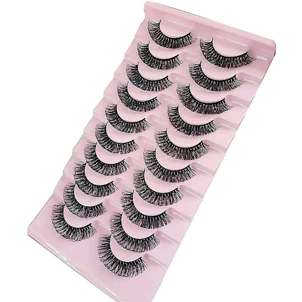10 par ryska remsor fransar naturliga tunna 3d tjocka falska ögonfransar Type B