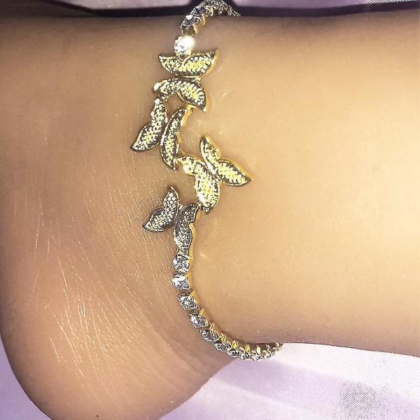 Butterfly Anklet Armband Alloy Rhinestone Wrist Ankel Chain Eleganta smycken