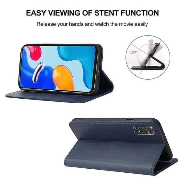 Magnetisk læder telefoncover til Xiaomi Redmi Note 11S Blue