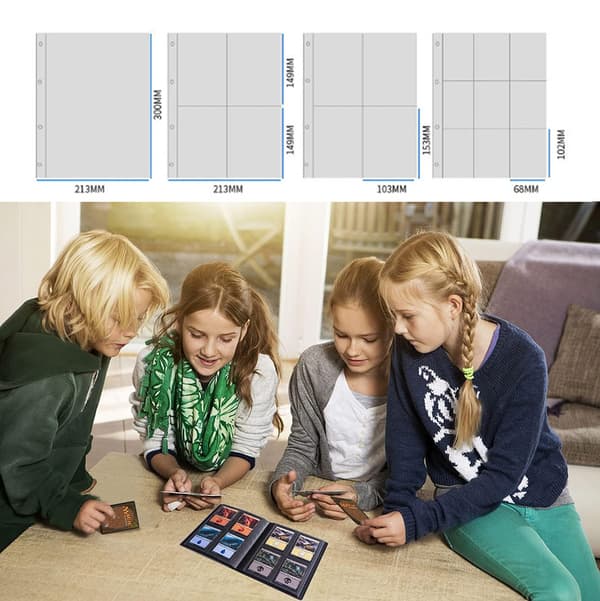 4-lommers samlekortperm, samlekortmappe, rommer 160 kort, samlekortpermealbum