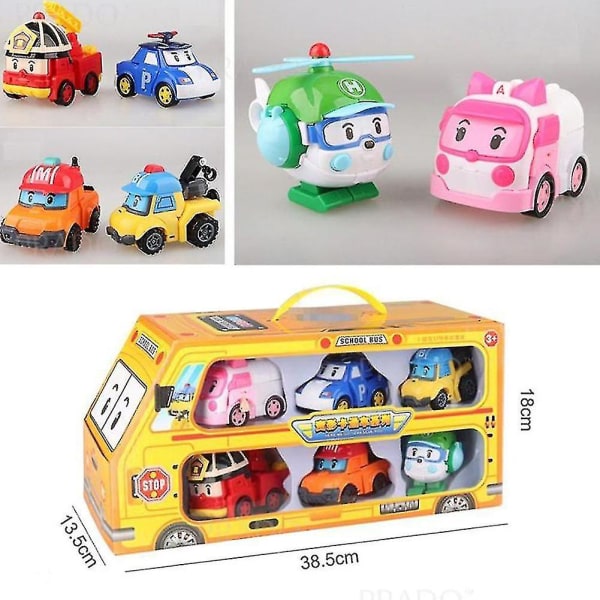 6 i 1 koreansk animation tecknad Robocar Poli Transformation Robot Billeksaker Set_lp 83168-9