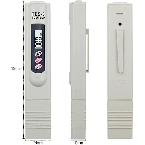 Tds-3 Bärbar Digital Lcd Dricksvattenmätare Testare Penna Vattenkvalitetsmätare Temperatur Och Ppm Vattenrenhetstestare 0-9990 Ppm Dricksvatten Hydro