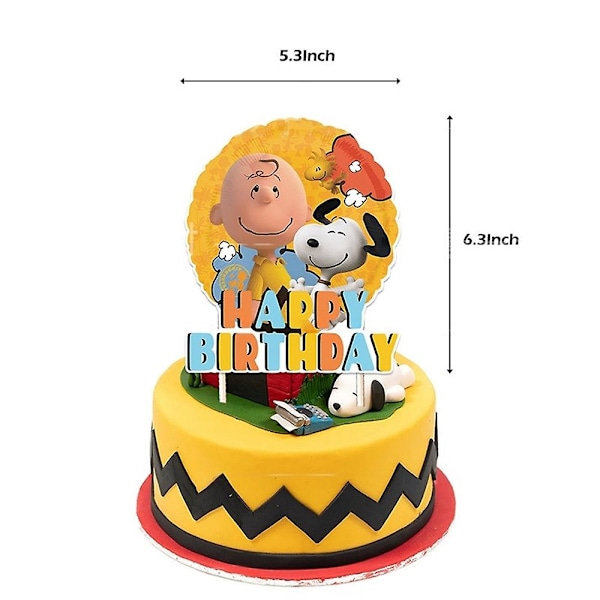 Snoopy-tema bursdagsfestdekorasjon Banner Kake Cupcake Toppers Ballonger Sett