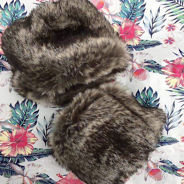 Dam Faux Fur Plysch Manschett Vantar Hand Arm Värmare Fluffy handledsvärmare Brown