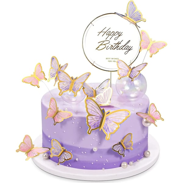 21st Fjärilar Tårtdekoration, Tredimensionell Fjärilar Dekoration Tårta Cupcake Toppers Birthday Girls