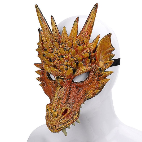 Halloween Cosplay Full Mask Adult Party Rekvisitter 3d Dragon Mask Yellow