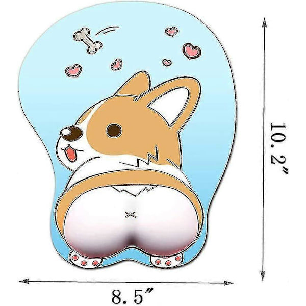 Anime Corgi Musemåtte Med Håndledsstøtte Del Ergonomisk Hund 3d Musemåtte Til Kontor Pc Bærbare Computere (blå) D