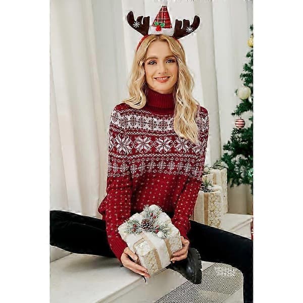 Julesweater til kvinder i slim fit strik RED L