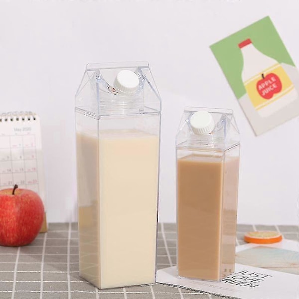 500ml/1000ml Mjölkförpackning Vattenflaska Transparent BPA-Fri Plast Bärbar Klar Behållare För Juice Te Mjölkflaskor 1000ML
