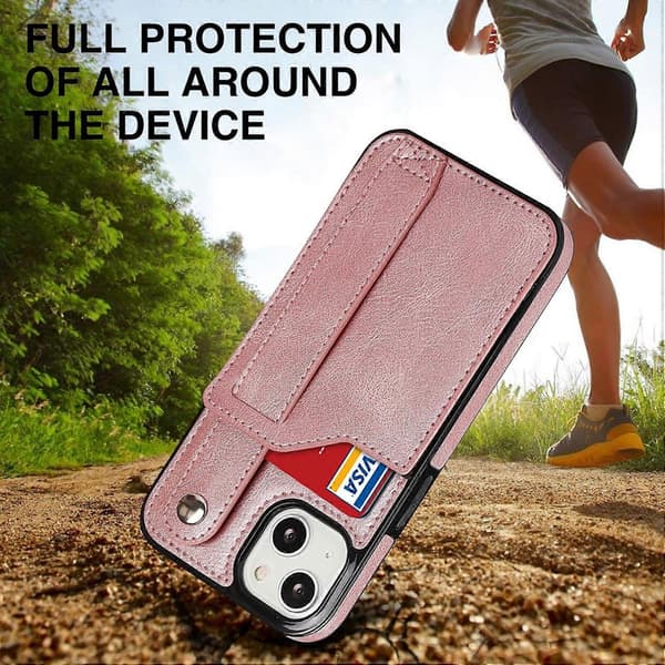 Telefonfodral med handledsrem för iPhone 14 Rose Gold