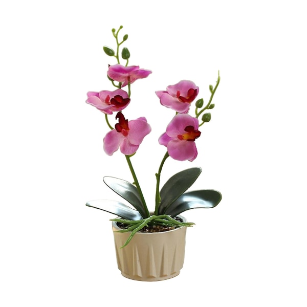 Artificiell Phalaenopsis i kruk - Realistisk orkidédekor för hem och kontor - Lättskött sidenblomma - Fantastisk present Lavender