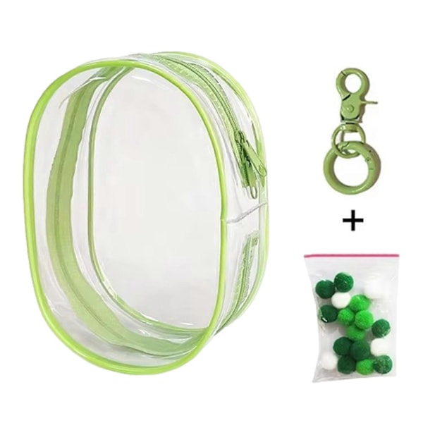 Dukke Bære PVC Taske Bærbar Støvtæt Lynlås Display Taske med Nøglering Kugle til Børn Udflugt Rejse Holdbar Sød Sikker Praktisk Sjov Green