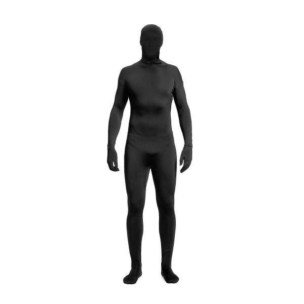 Ny hel bodysuit Unisex voksen kostyme hette Spandex Stretch Unitard Body Suit Black 180CM