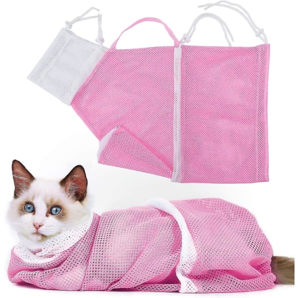 Cat Bathing Bag Anti-bite And Anti-scratch Cat Grooming Bag For Bathing Pink