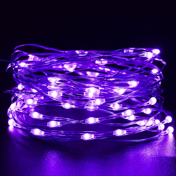 Lilla fe-lys, 3M/10ft 30LED Halloween-dekorasjonslys, batteridrevne oransje lysstrenger for Halloween, juledekorasjoner Purple