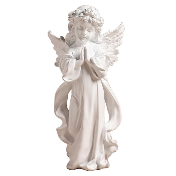 Praying Angel Staty Ornament Religious Art Resin Söt Andlig komfort Dekoration Heminredning för M