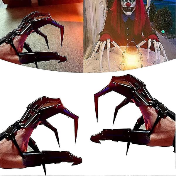 Halloween Ledade Fingerhandskar Flexibla Leder Skeletthänder A