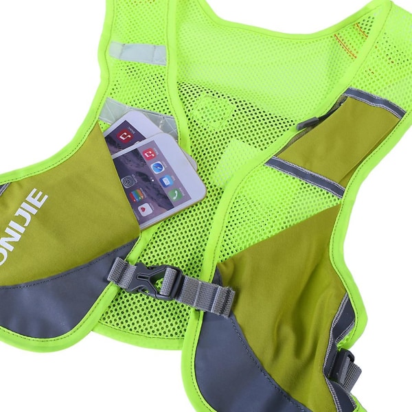 E884 Reflekterende Hydration Pack Rygsæk Rygsæk Taske Vest Sele Vandflaske Vandring Camping Løbe Marathon Green