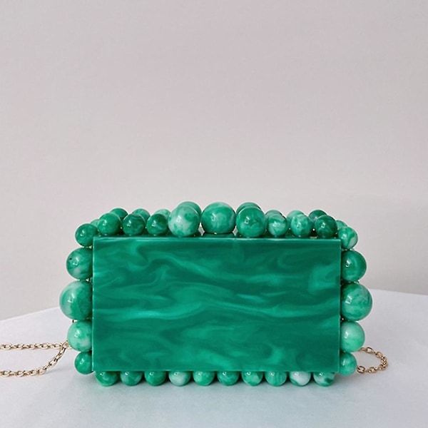 Akryl clutch pung til kvinder Crossbody taske marmor punge håndtaske med perler