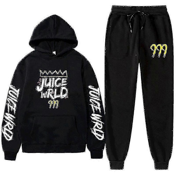 Ny Juice World Hoodie Suit Sweatshirt + Joggingbyxor Juice Wrld Trap Rap Rainbow Tomography Juice Wrld black S