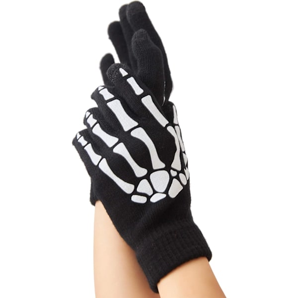 Skjelett Hansker For Kvinner Menn Voksne Fingerløse Goth Hansker Gløder I Mørket Halloween Kostyme Tilbehør