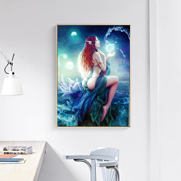 30x40cm Kit#B 5D DIY Diamantmålning, Prinsessa Sjöjungfru Diamant