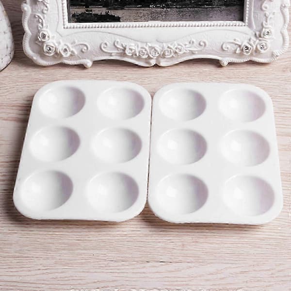 12 st målarpaletter Vit 6-facks rektangulär akvarellpalett målarbricka vit white