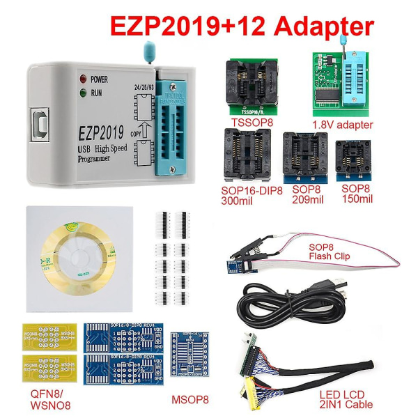 Ezp2019 USB Spi Programmer Ezp2019 Stöder 24 25 93 Eeprom 25 Flash Bios Chip + 5 Socket white