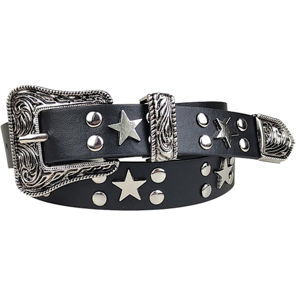 Spikkede Bælter Kvinder Y2K Bælte Stjerne Bælter Sort Pige Damer Spike Stud Punk Taljebælte til Halloween Cosplay