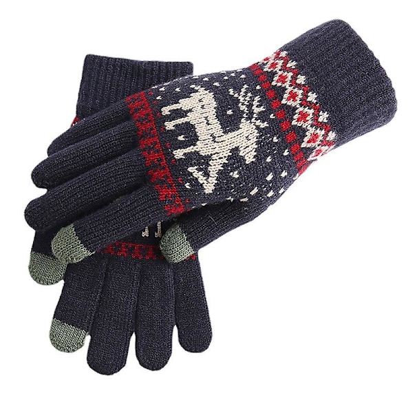 Hjortehandsker Studerende Varmeholdende Fortykkede Handsker Touch Screen Par Strikkede Handsker Black Average size