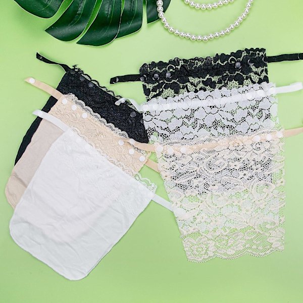 6 st damspetsar i spets, clip-on, mock camisole bh-inlägg - spetspaneler för integritet