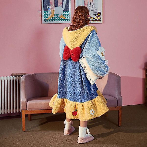 Naisten Löysä Flanelli Takki Pukeutumistakit Yöasut Coral Fleece Pyjamat Mekko Söpö Piirretty Hirviö Plussi Yöpaita Syksy Talvi Princess XL