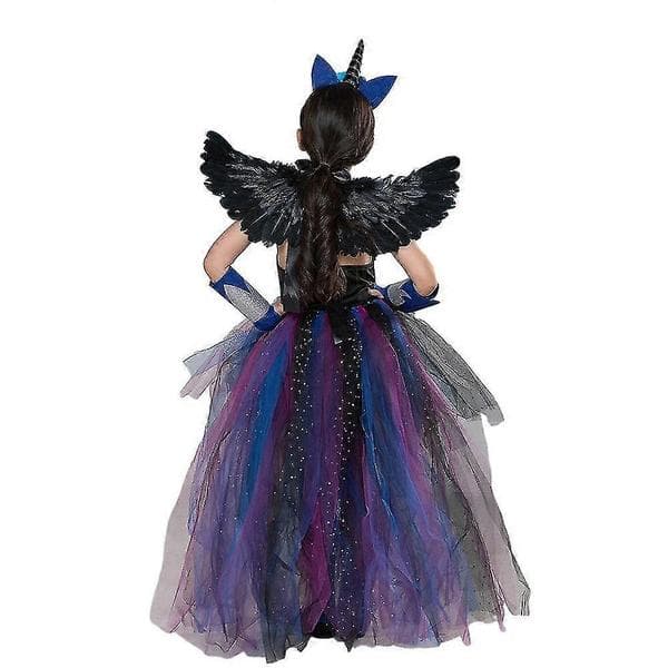 Unicorn Kostym för Flickor Paljett Tutu Klänning med Hårband L
