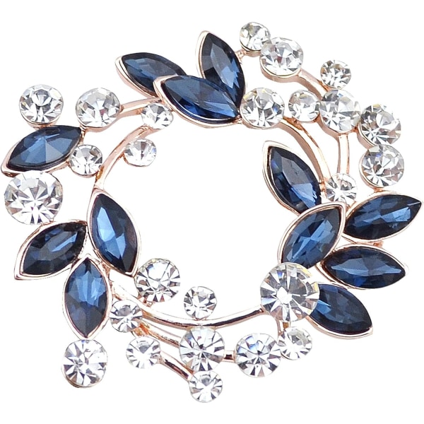 Clear Crystal Rhinestone Floral Wreath Pin Broche BZ005